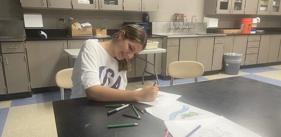 Student Drawing A Picture