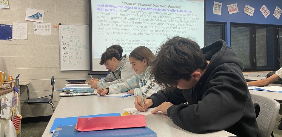 Students Using Writing Prompt