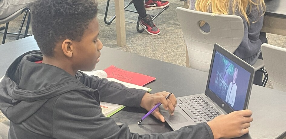 Student Watching Video Clip