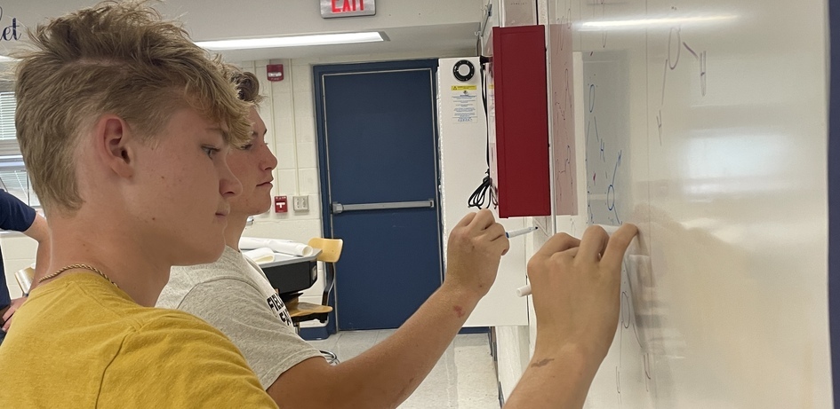 Students Drawing on Board