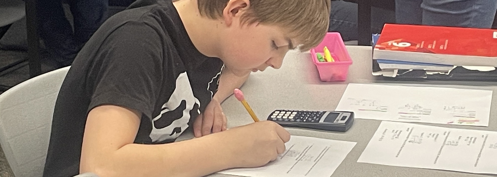 Student Using Calculator