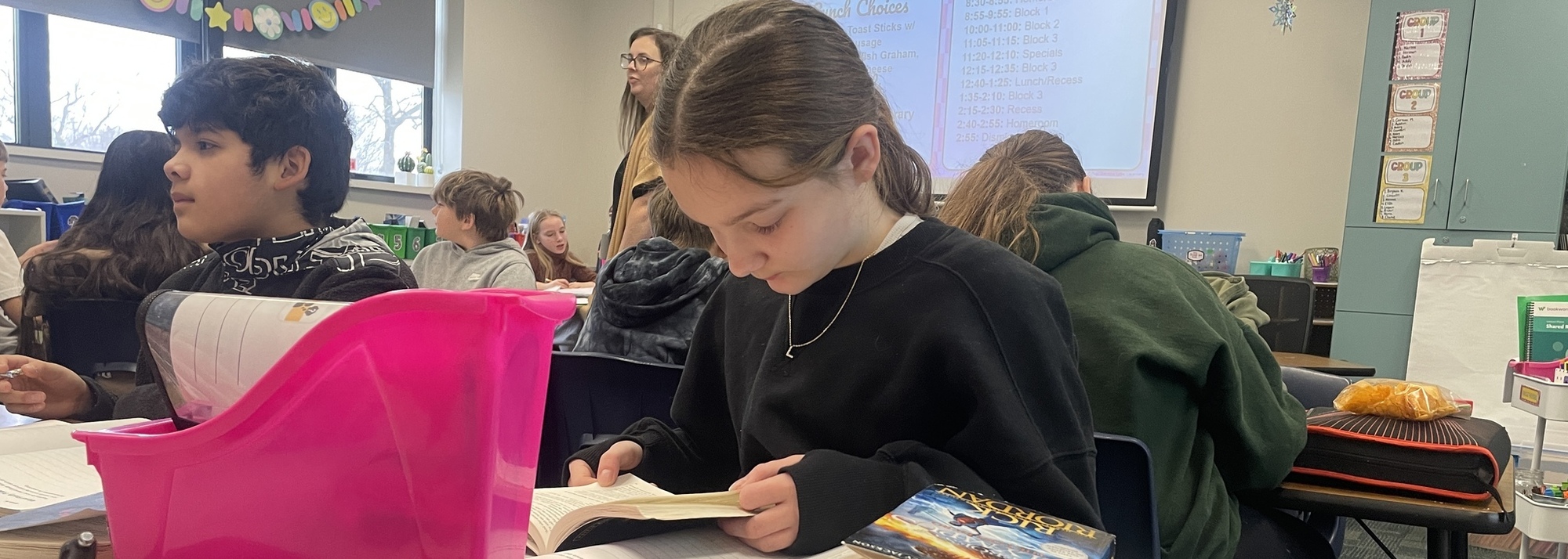 Student Looking at School Work